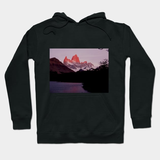 Alpen glow on Mount Fitz Roy Hoodie by stevepaint